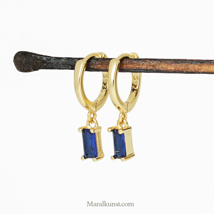 Indian Blue CZ Crystal Minimal Earrings