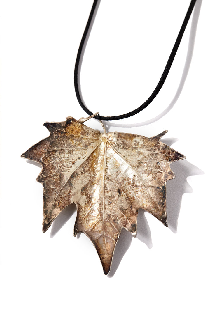 Leaf Necklace – Alquimia Collection | Contemporary Bronze & Sterling Silver Art Necklace