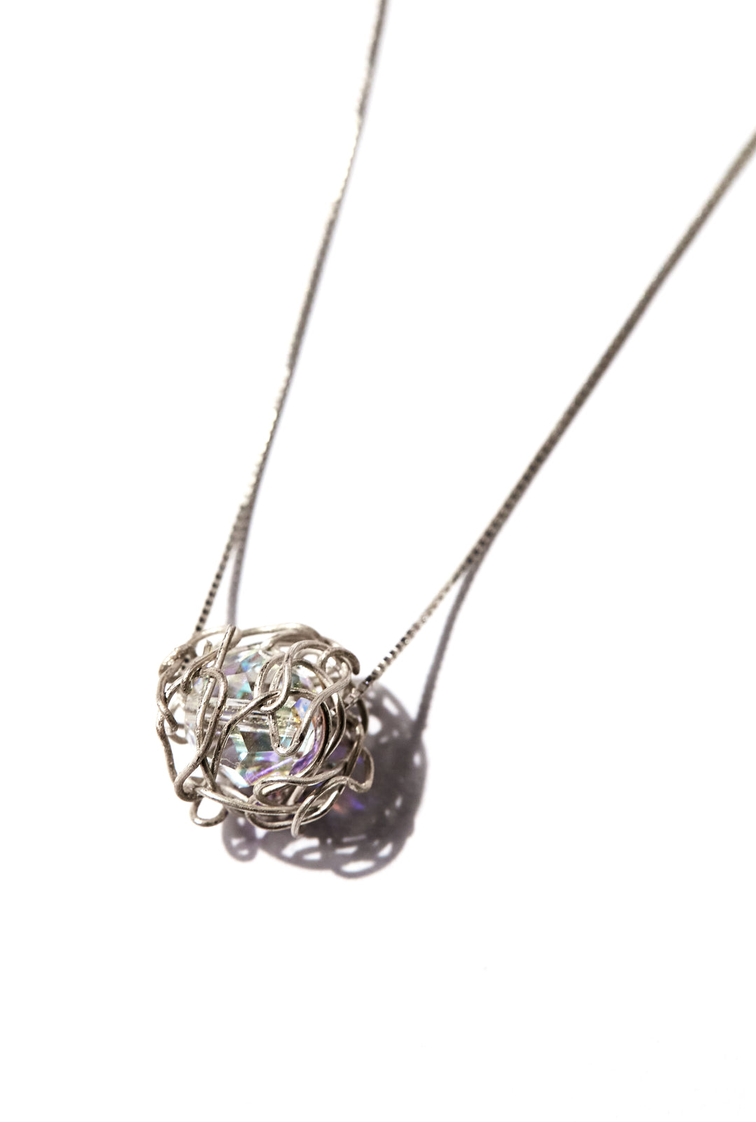 Luz Sphere Necklace – Handcrafted Sterling Silver & Swarovski Crystal Necklace | Contemporary Artisan Jewelry