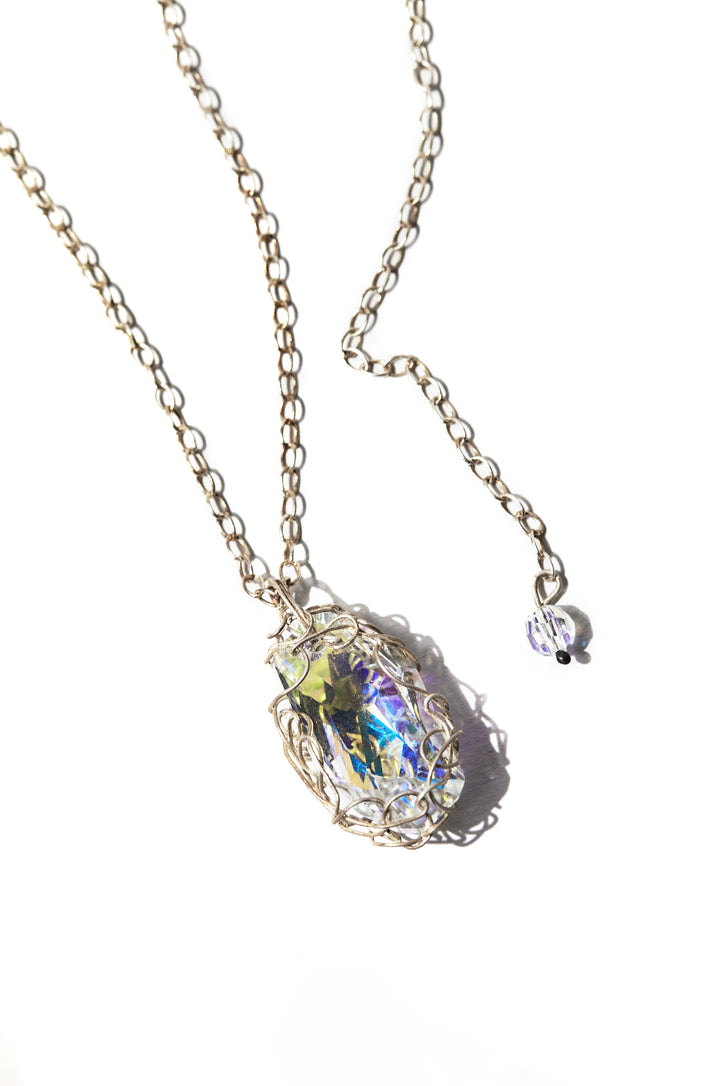 Luz Necklace – Contemporary Sterling Silver & Swarovski Crystal Wearable Sculpture | Curated by Maralkunst