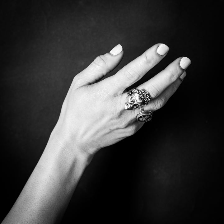Maral premium authentic Frida kahlo Mexican Artist portrait sculpture 925 silver ring