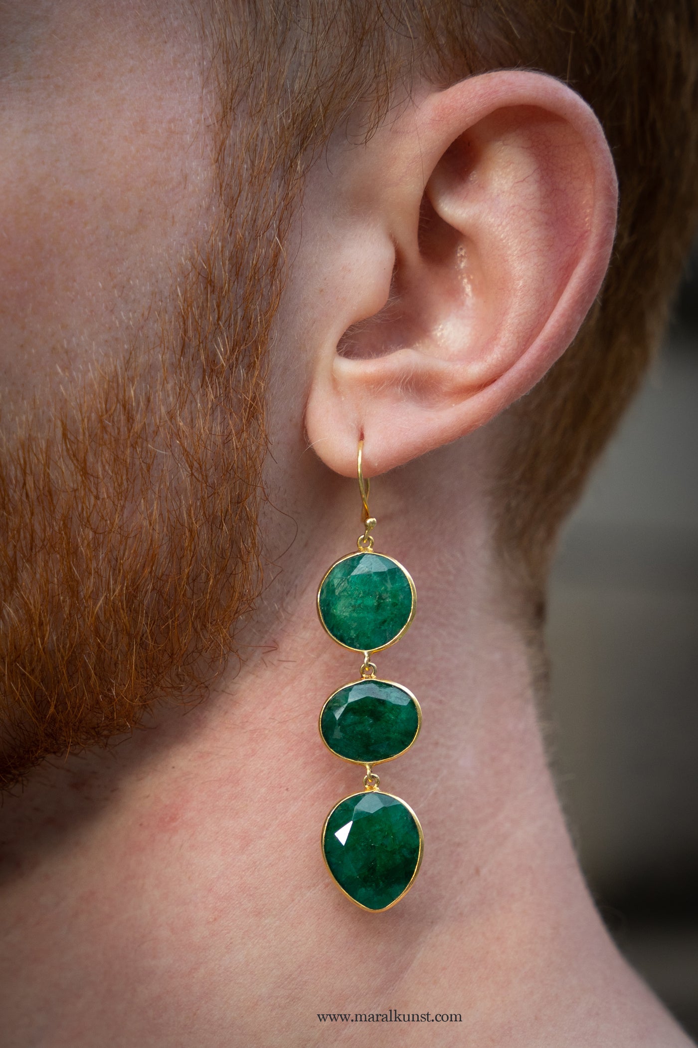 Indian Green Sillimanite Drop Earrings