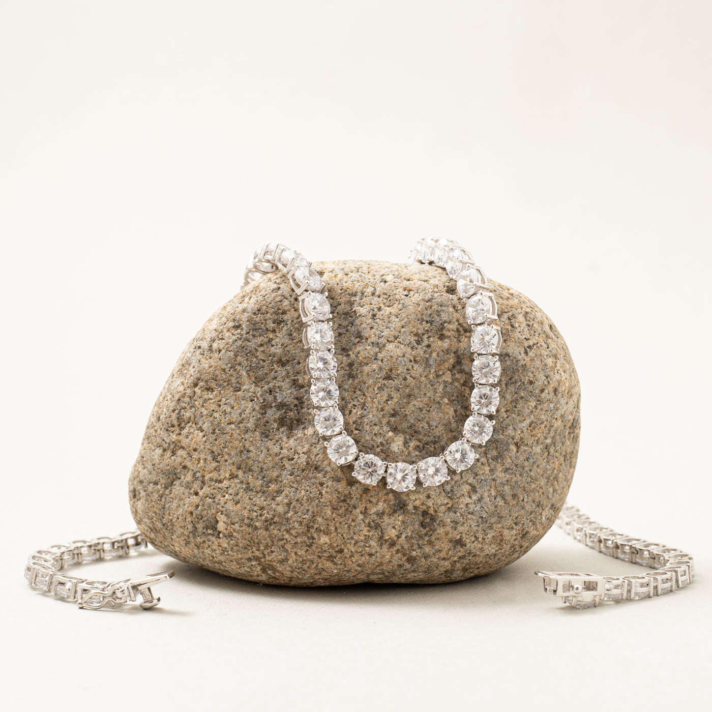 Sterling silver tennis cz crystal necklace