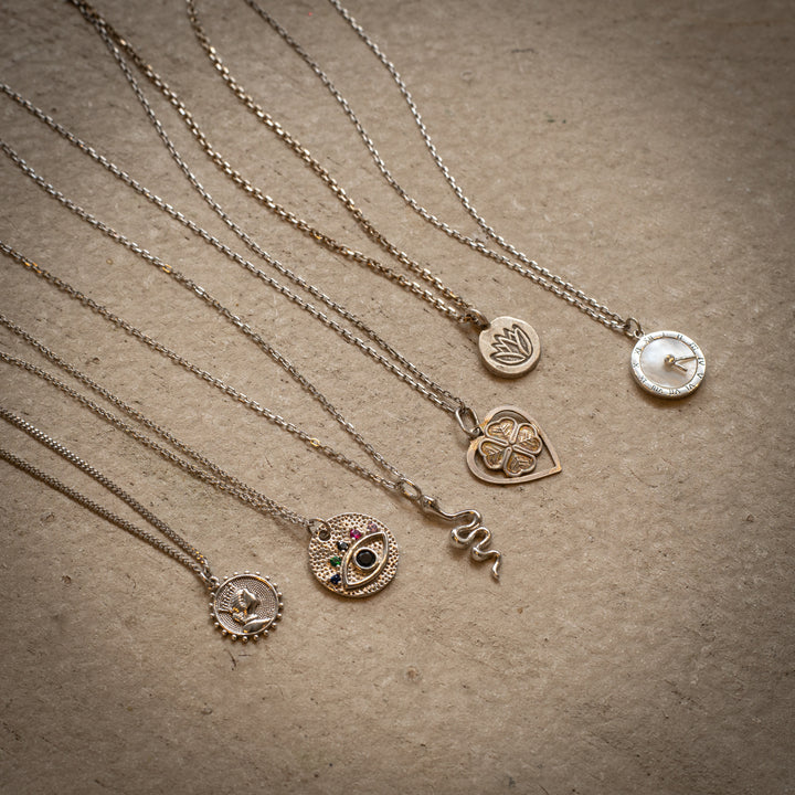 Maralkunst Lutus engraved 925 silver charm necklace