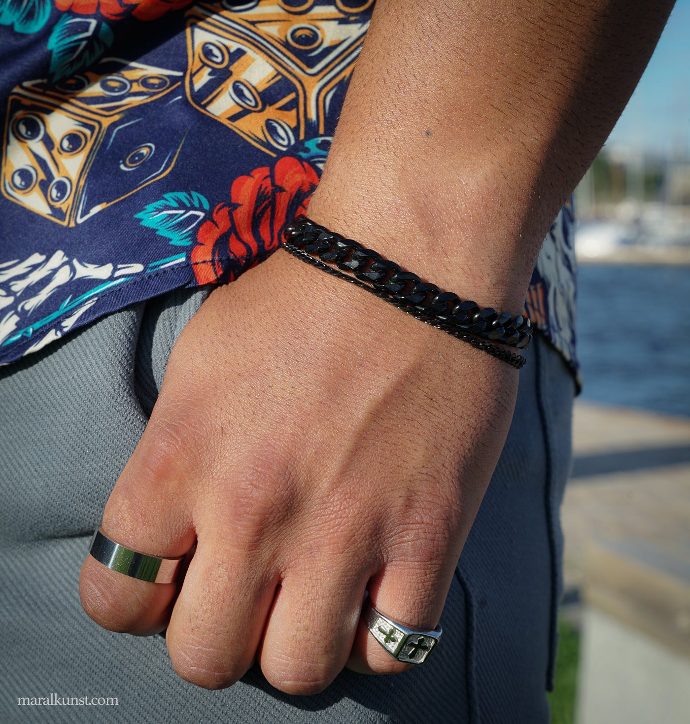 Black Double Chain Bracelet