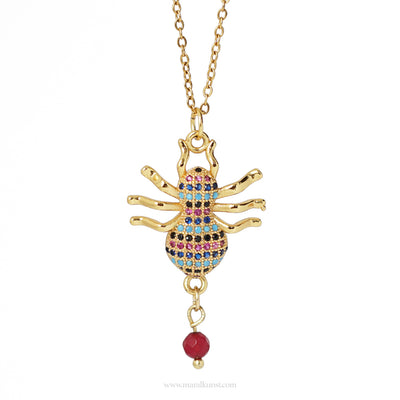 MaralSpider Gold Plated Copper Colorful CZ Crystal pendant