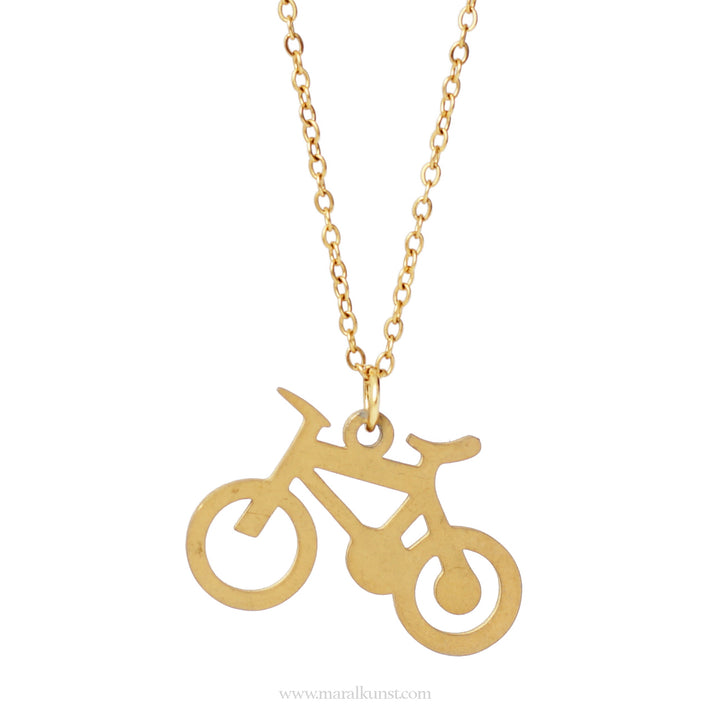 Maralkunst lagersalg  Norwegian bicycle gold plated stainless steel necklace