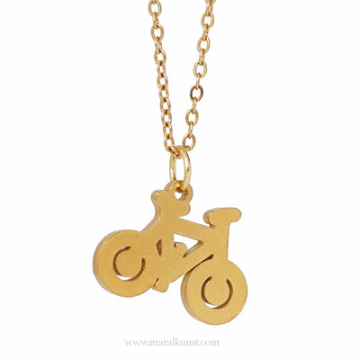 bicycle gold plated steel necklace