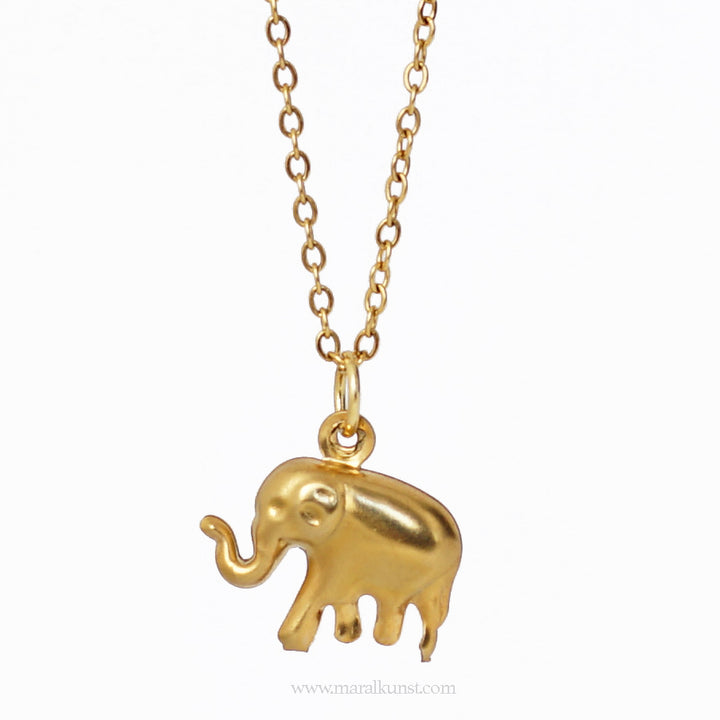 Maralkunst Elephant Gold Plated stainless Steel Necklace