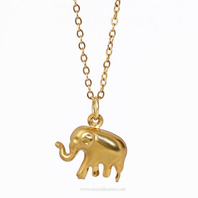 Elephant gold plated steel necklace
