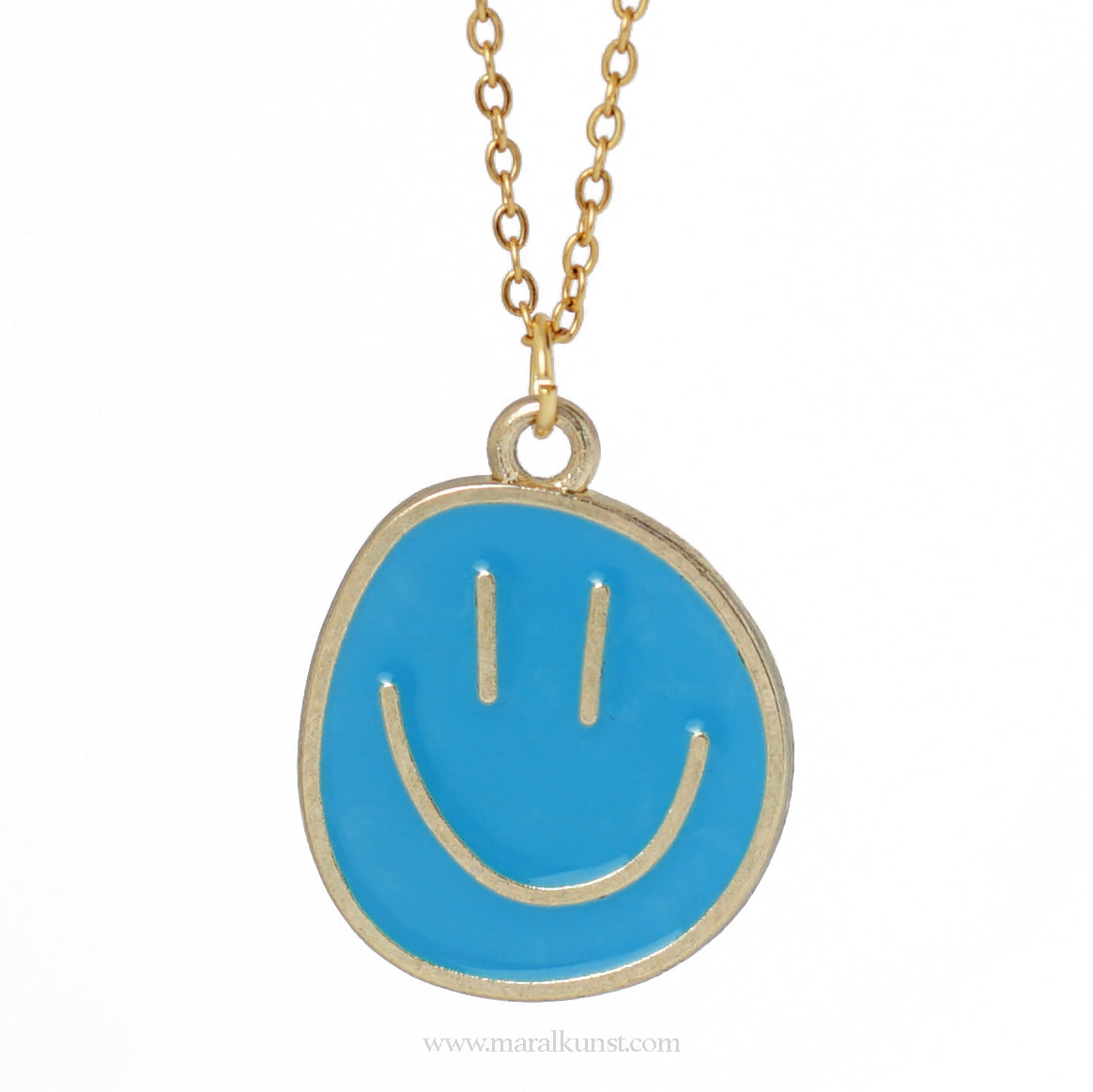 Blue smiley face necklace