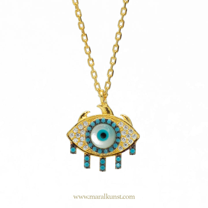 Gold plated silver Turkish design evil eye