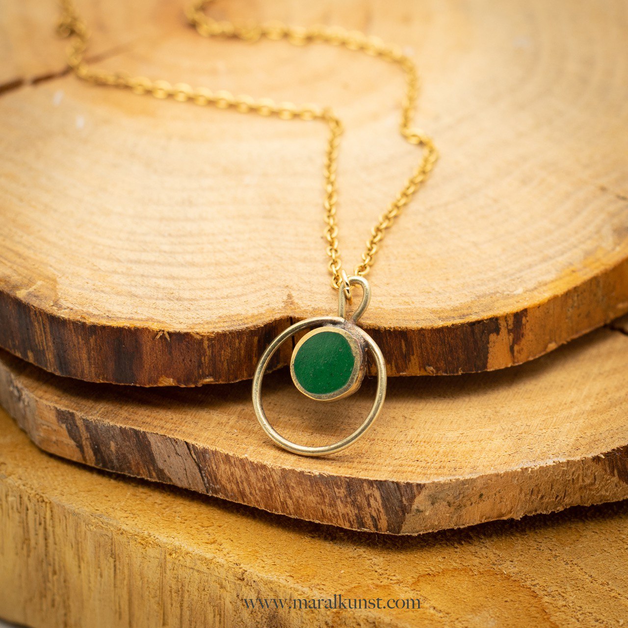 Vintage green charm necklace