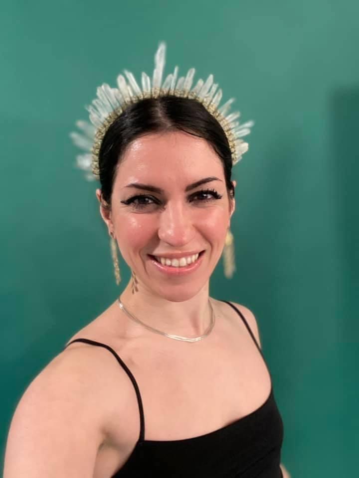 Indian handcrafted white Chrystal tiara crown