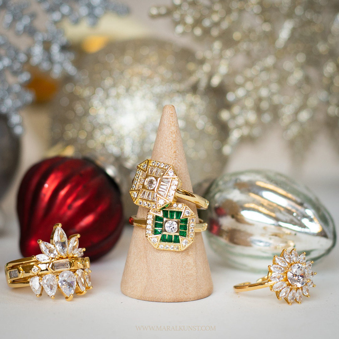 Maral Chrystal crown pvd stainlessteel ring