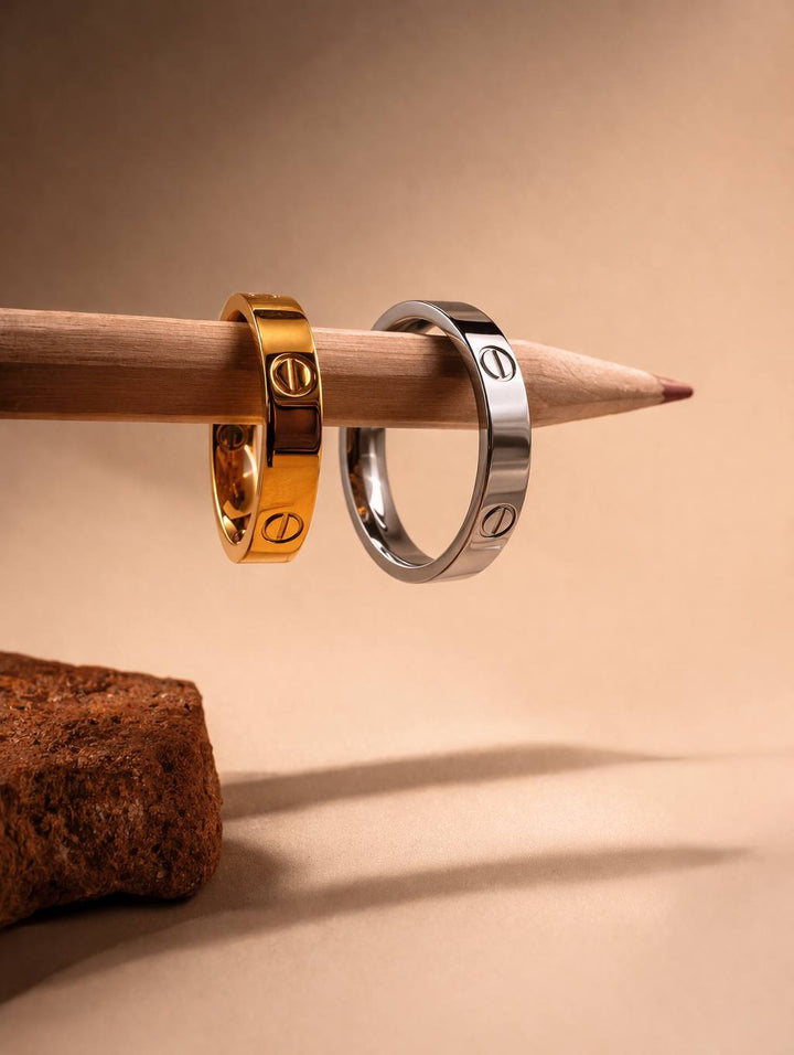 Infinity Stainless Steel Band Ring Unisex – Minimal Screw Design | Maralkunst Oslo