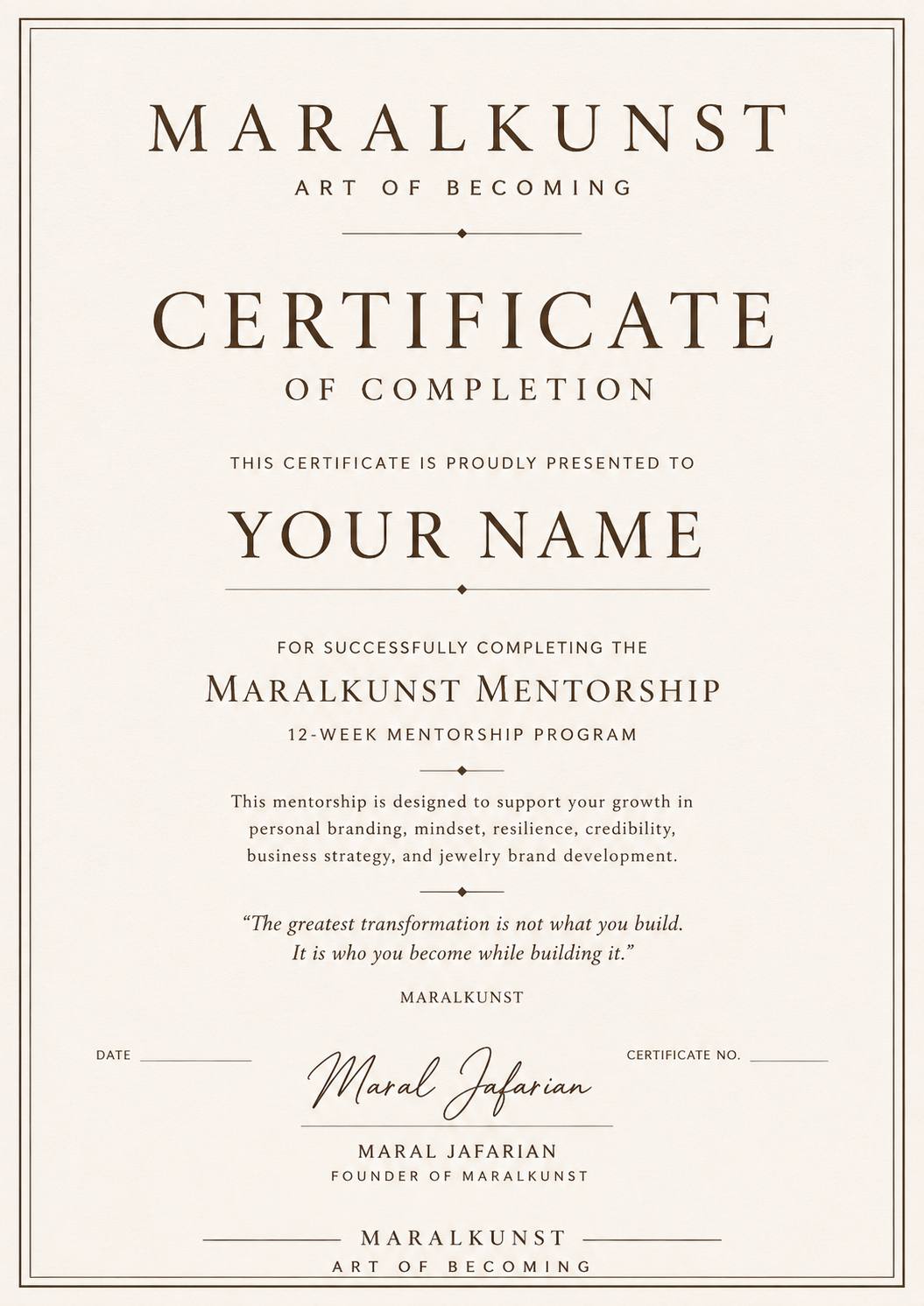 MARALKUNST STARTER MENTORSHIP