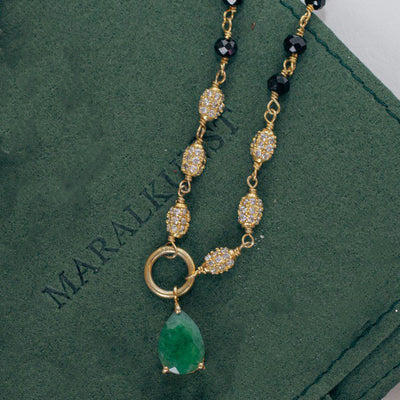 Parisian green tear design necklace