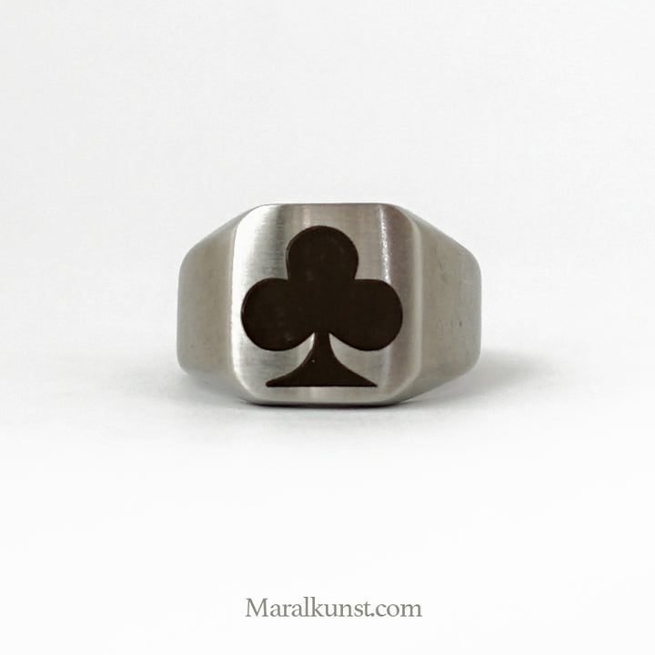 Maral Poker Cards symbol engraved signet ring