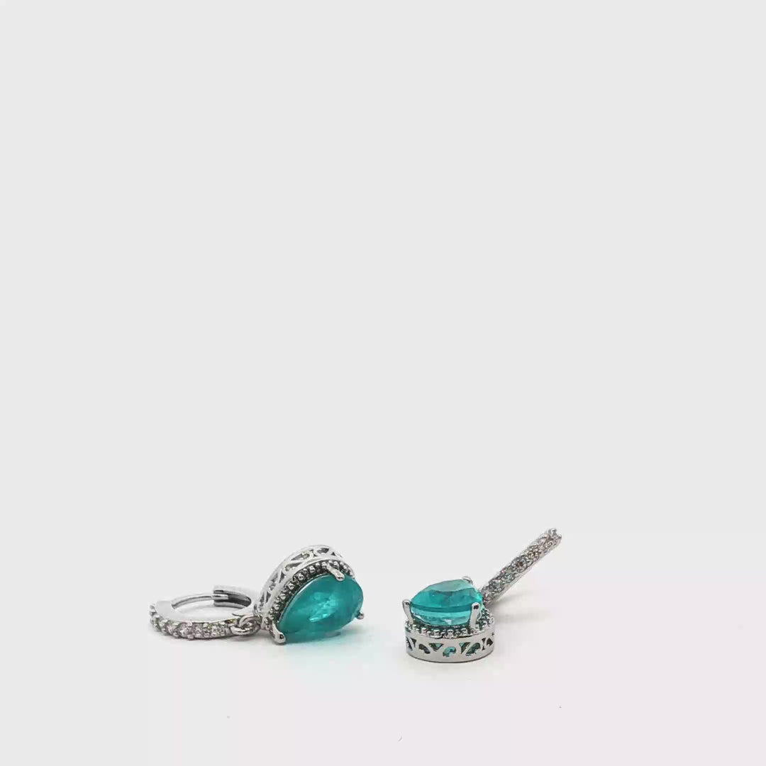 Paraiba-Inspired Teardrop Earrings – 925 Sterling Silver