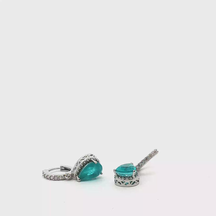 Paraiba-Inspired Teardrop Earrings – 925 Sterling Silver