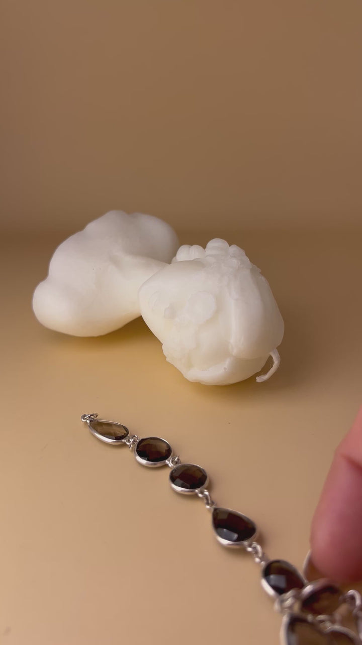 Smoky Quartz Elegance – Sterling Silver Bracelet