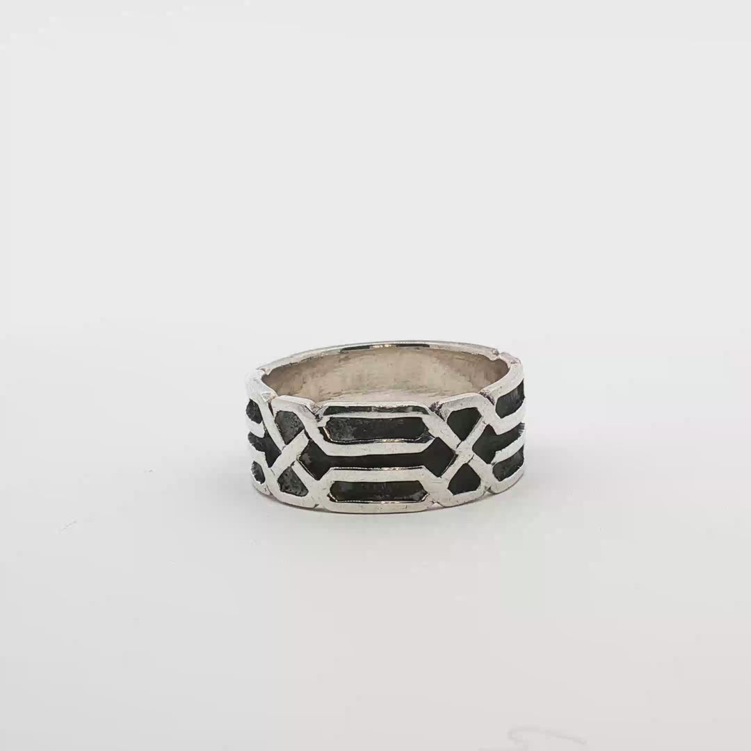 Curated Vintage Norwegian Sterling Silver Ring | Scandinavian Geometric Design | Nordic Heritage Band