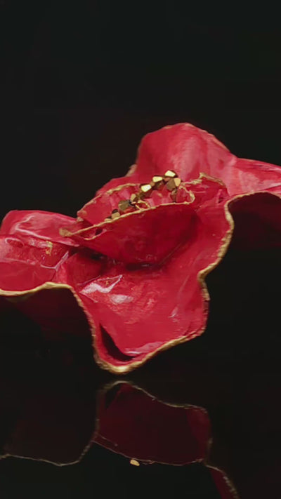 Scarlet Flame” – Papier-Mâché Earrings | Recycled Paper Wearable Art