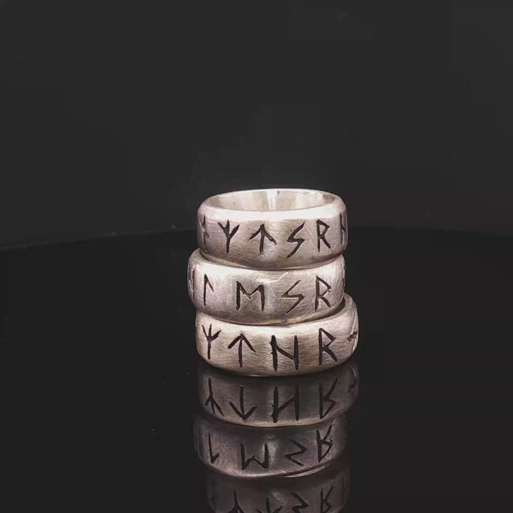 Runes of the North — Viking Power Ring (Handmade 925 Matt Silver)