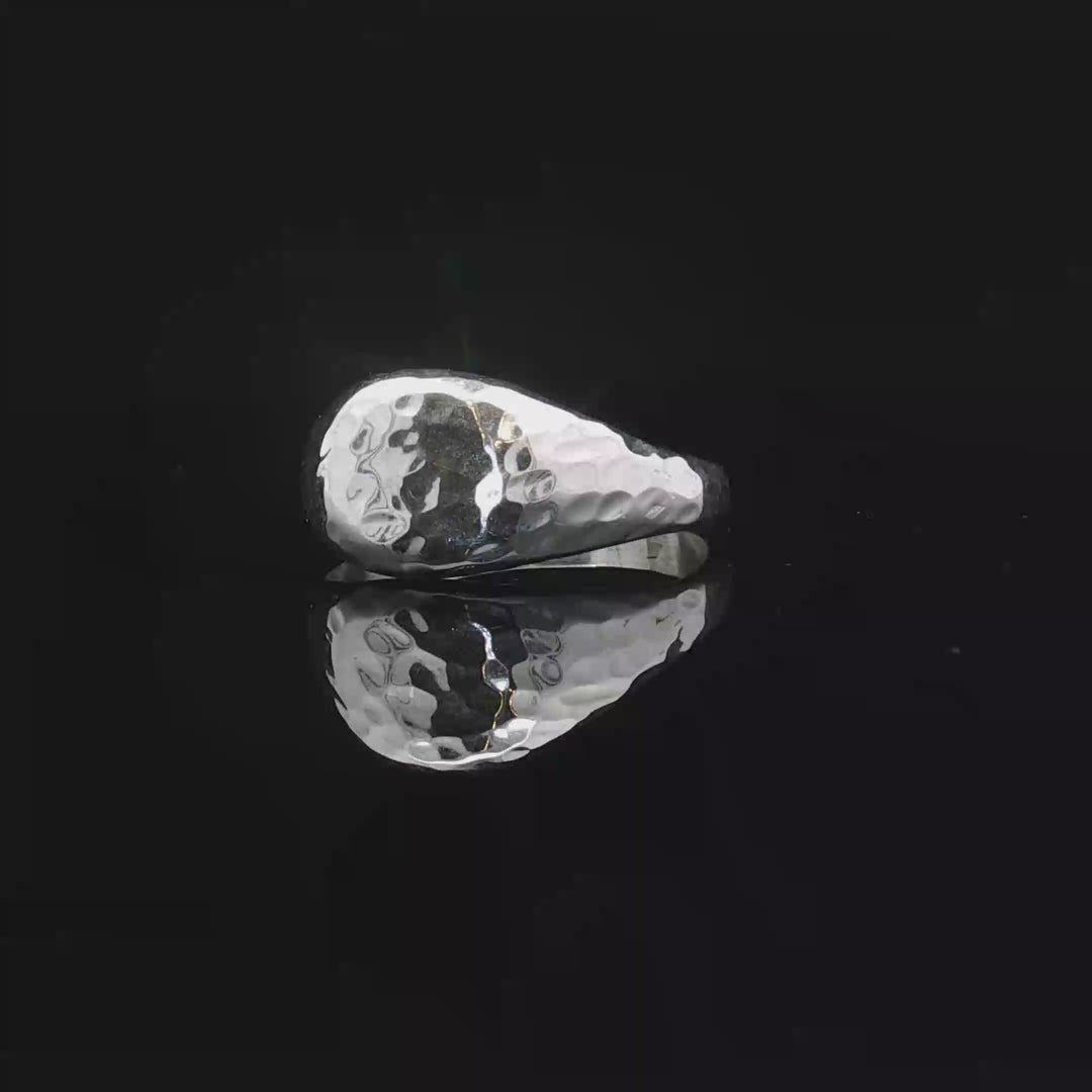Nordic Hammered Signet Ring – Handmade 925Sterling Silver by Maralkunst Custom sizes require up to 4 weeks for handmade production.