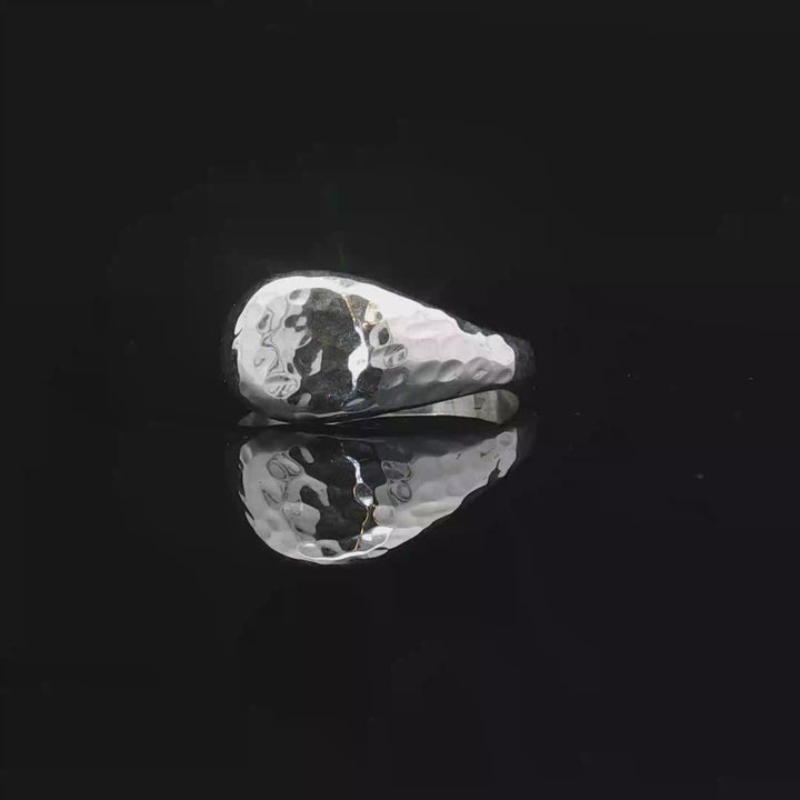 Nordic Hammered Signet Ring – Handmade 925Sterling Silver by Maralkunst Custom sizes require up to 4 weeks for handmade production.