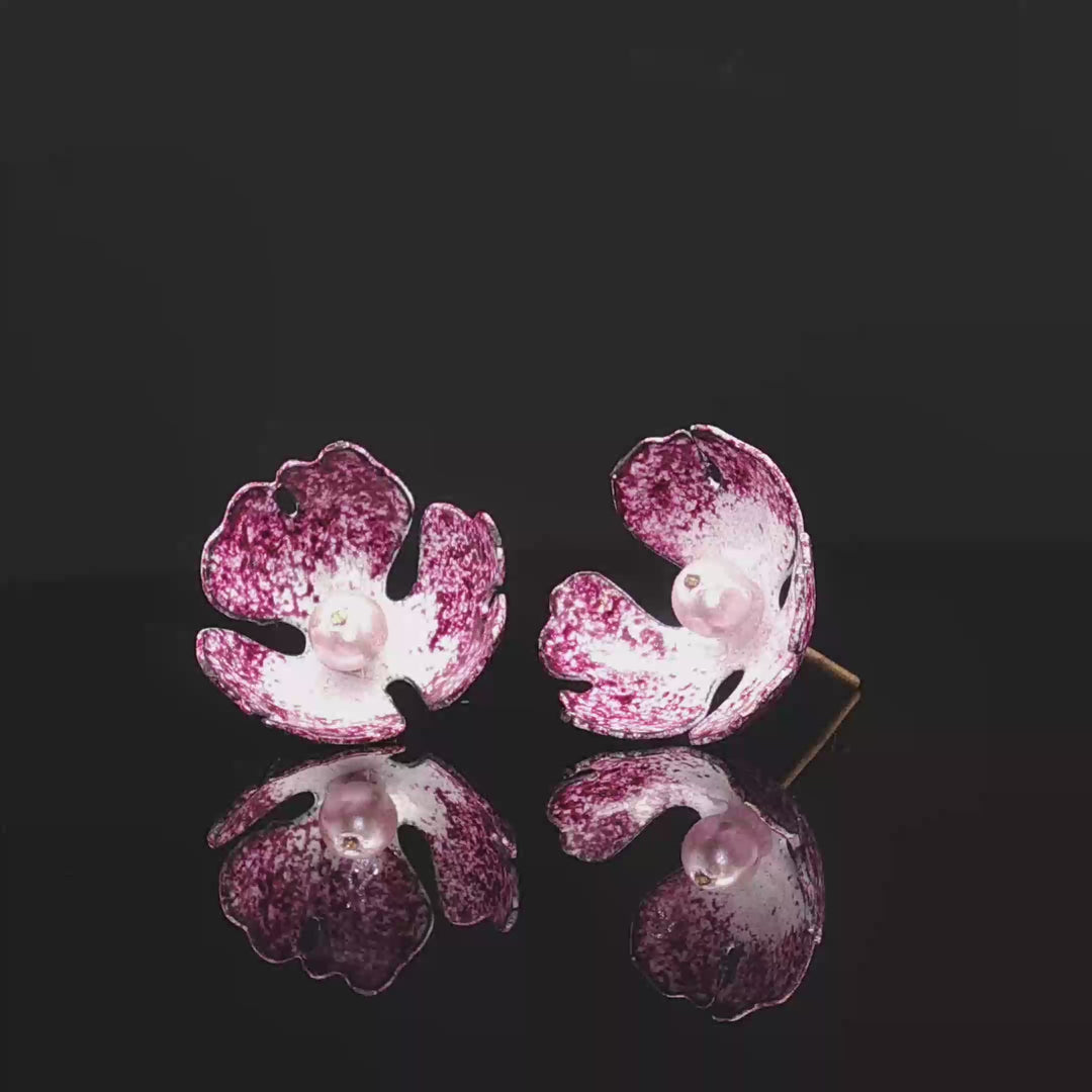 Petals of Isfahan – Minakari Pearl Studs