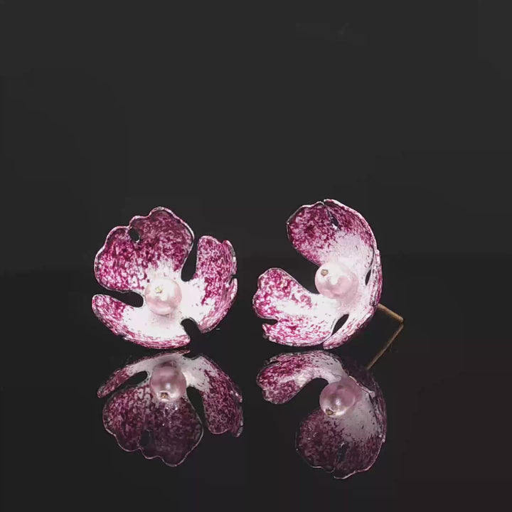Petals of Isfahan – Minakari Pearl Studs