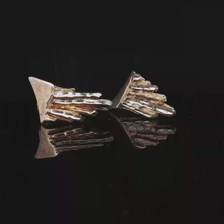“Arctic Strata” – Norwegian Sculptural Silver Earrings|Vinatge collection