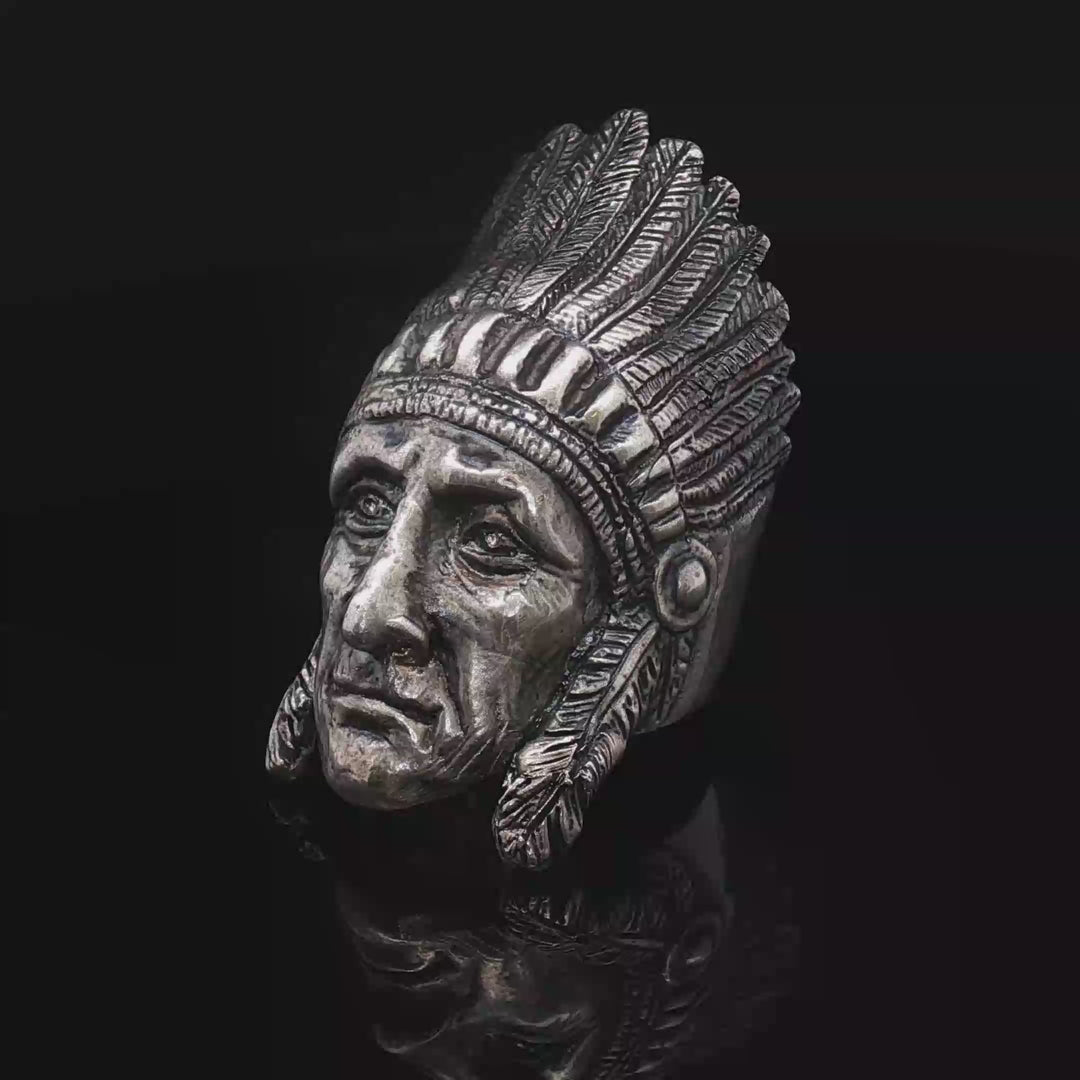 Native American / Indigenous Chief – Sculptural Silver Ring
