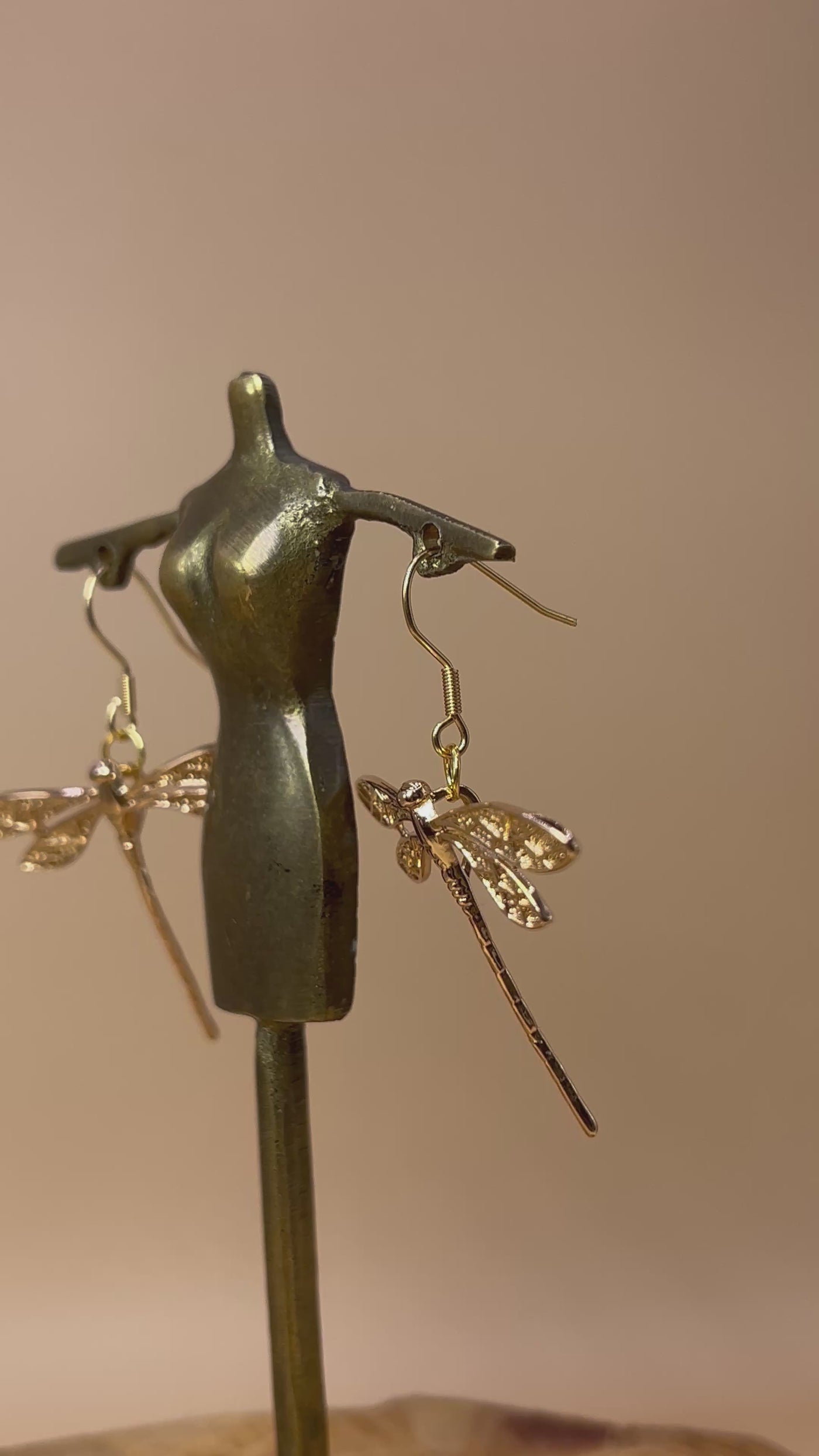 “Dragonfly Whispers” – Gold Dragonfly Earrings