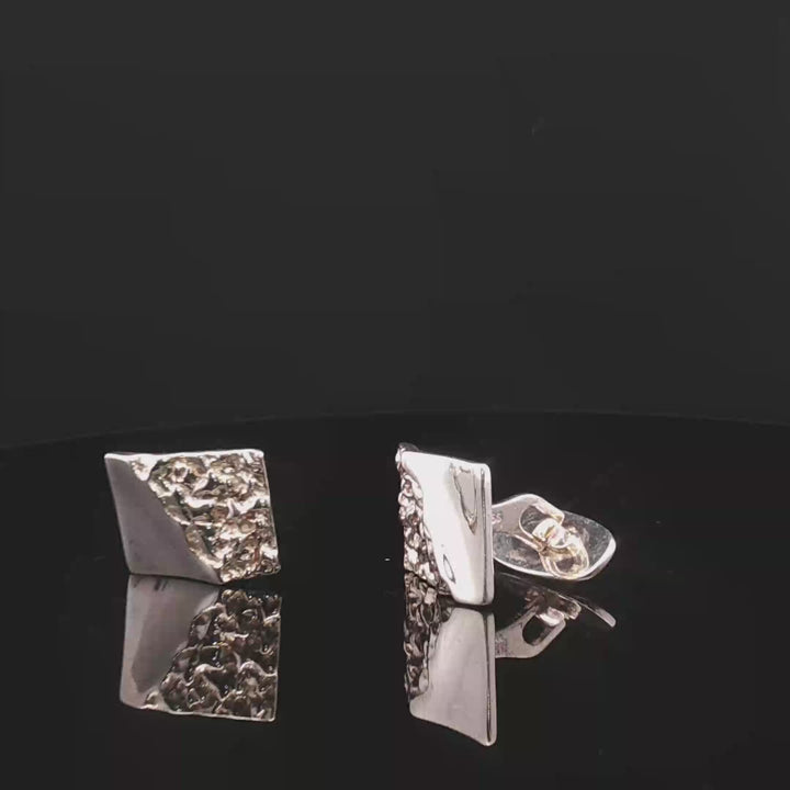 “Nordic Contrast” — Handcrafted Sterling Silver Cufflinks