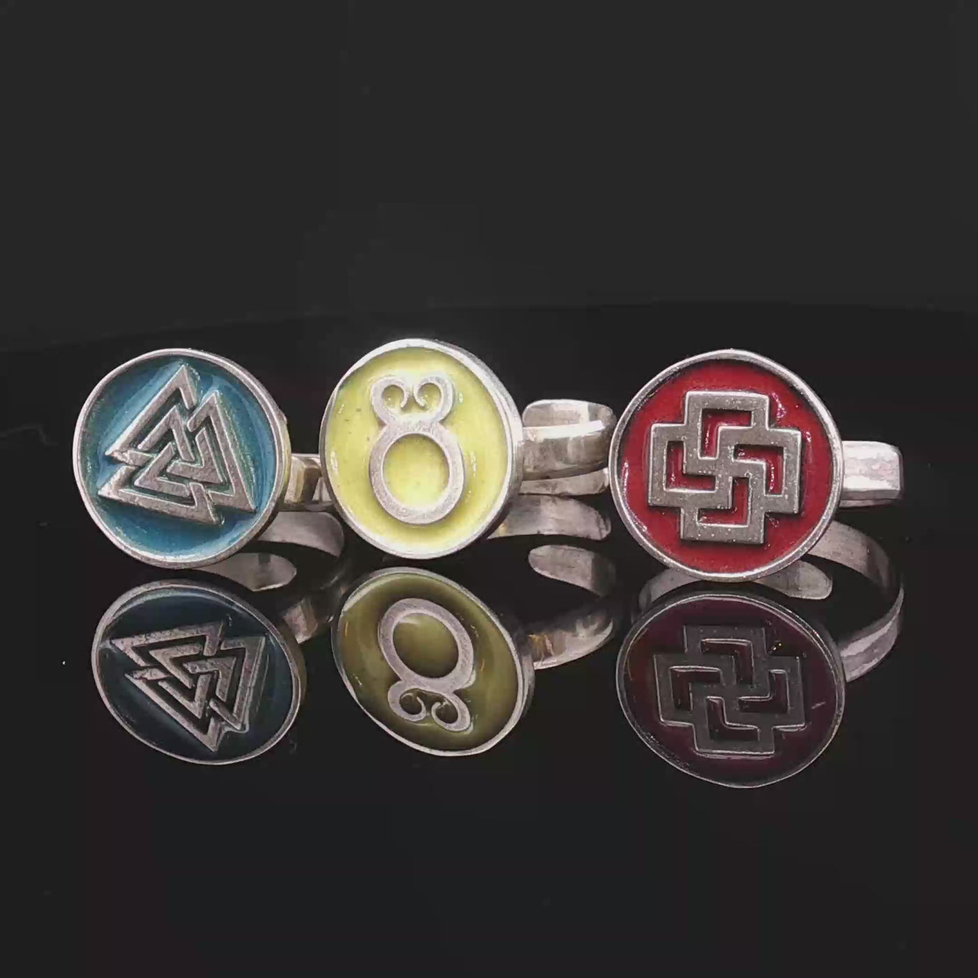 Viking Symbols Minakari Ring Collection – 925 Silver, Handmade Limited Edition