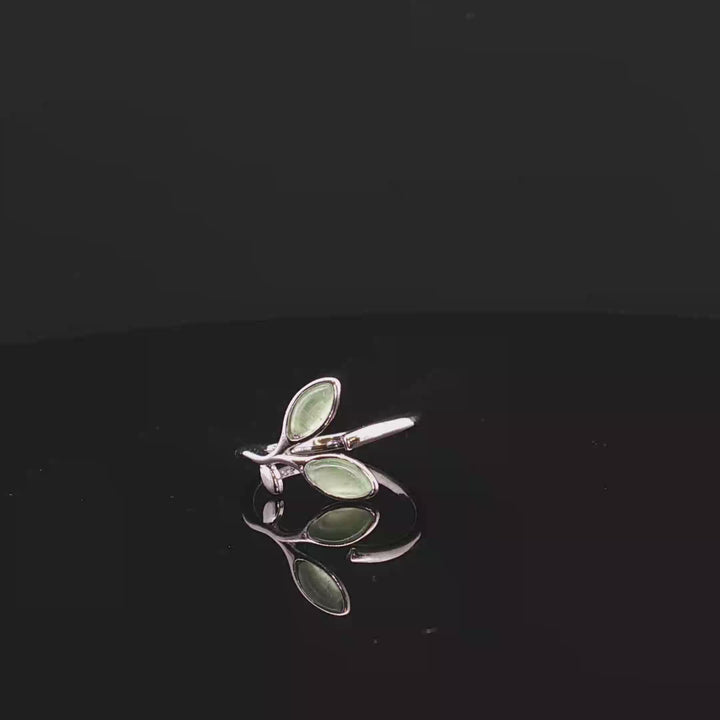 Green Whisper — Sterling Silver & Green Stone Ring