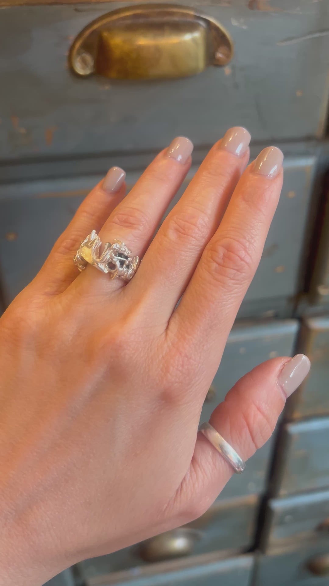 Curated Vintage Norwegian Sterling Silver Sculptural Ring | Scandinavian Organic Modern Design