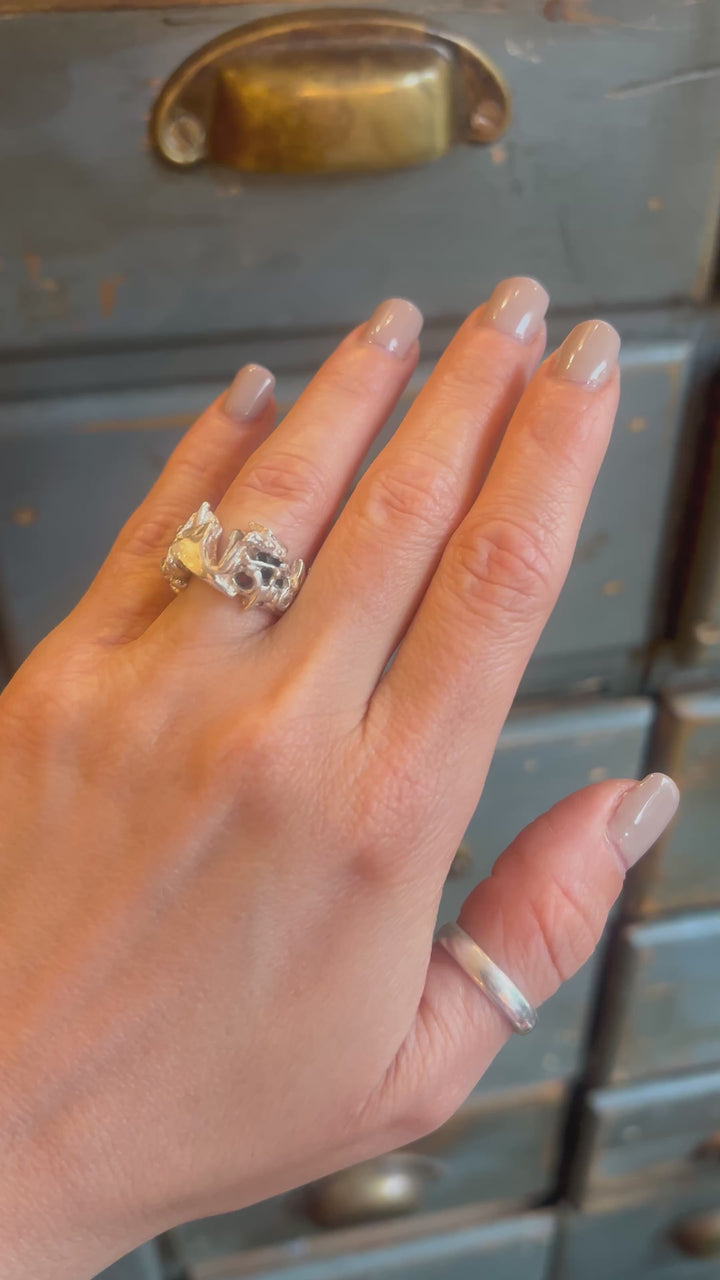 Curated Vintage Norwegian Sterling Silver Sculptural Ring | Scandinavian Organic Modern Design