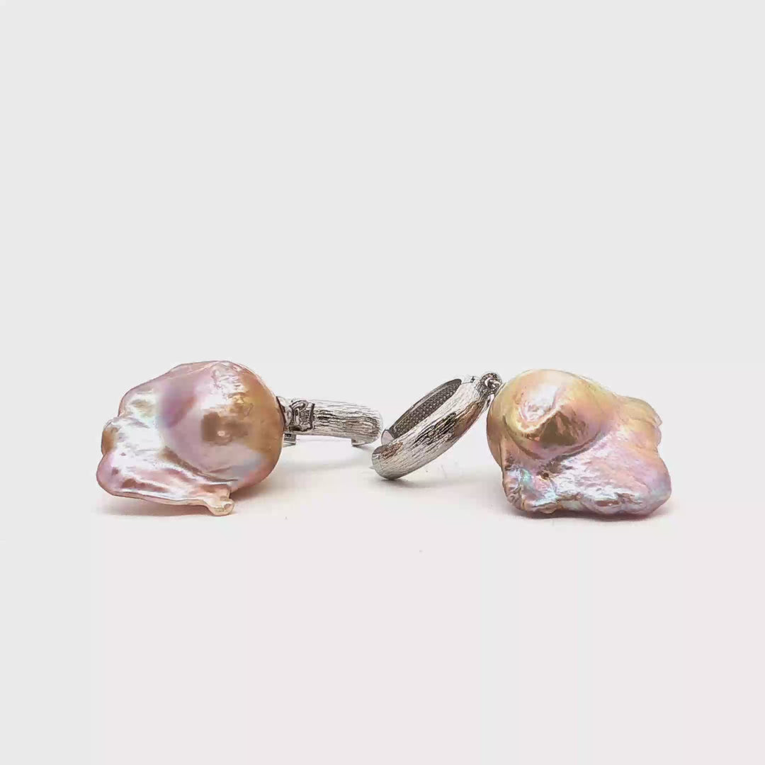 Pink Baroque Freshwater Pearl Hoop Earrings – Sterling Silver