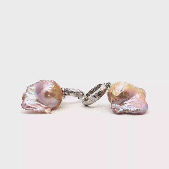 Pink Baroque Freshwater Pearl Hoop Earrings – Sterling Silver