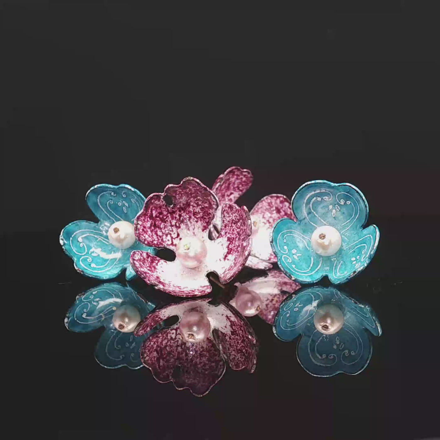 Whispers of Isfahan – Blue Minakari Pearl Studs