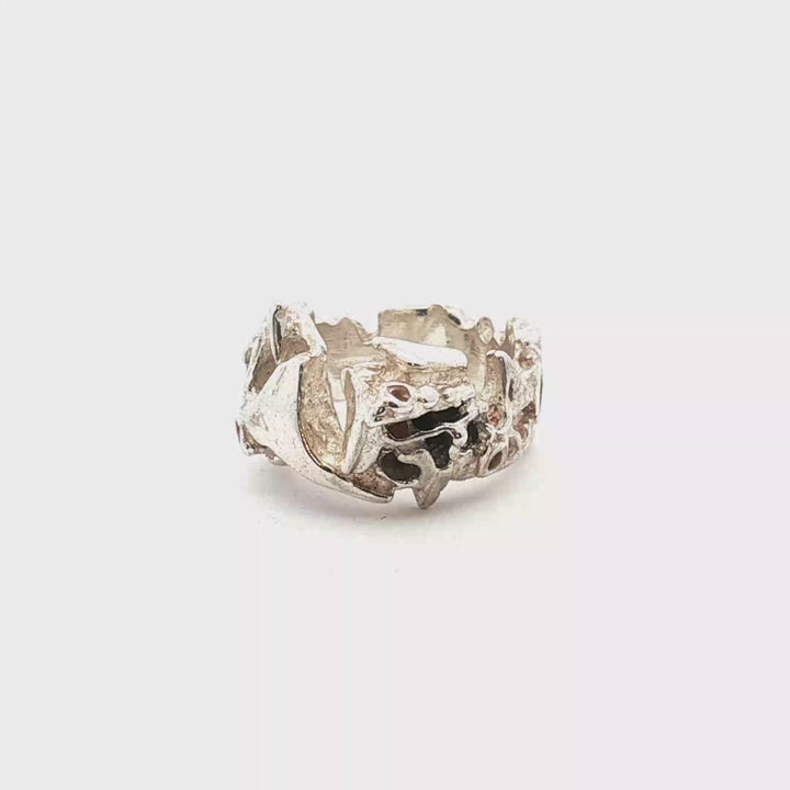 Curated Vintage Norwegian Sterling Silver Sculptural Ring | Scandinavian Organic Modern Design