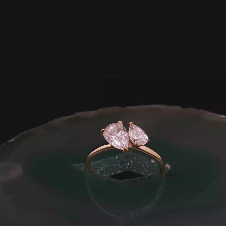 Twin Pear Moissanite Ring – Custom Engagement & Wedding Ring | Gold, Silver & Lab grown Diamond  & Gemstone