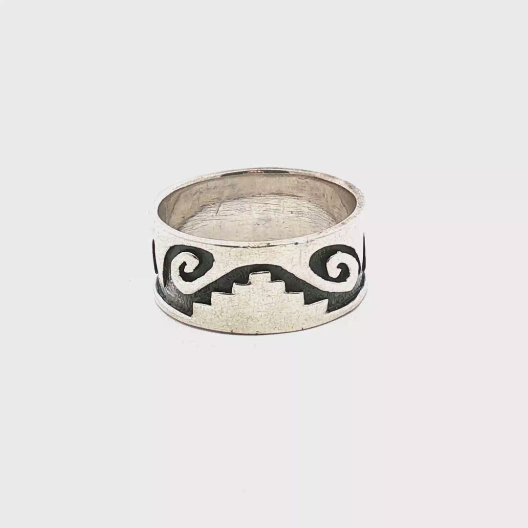 Curated Vintage Norwegian Sterling Silver Ring | Viking-Inspired Nordic Wave Design | Size 13 (69 mm)