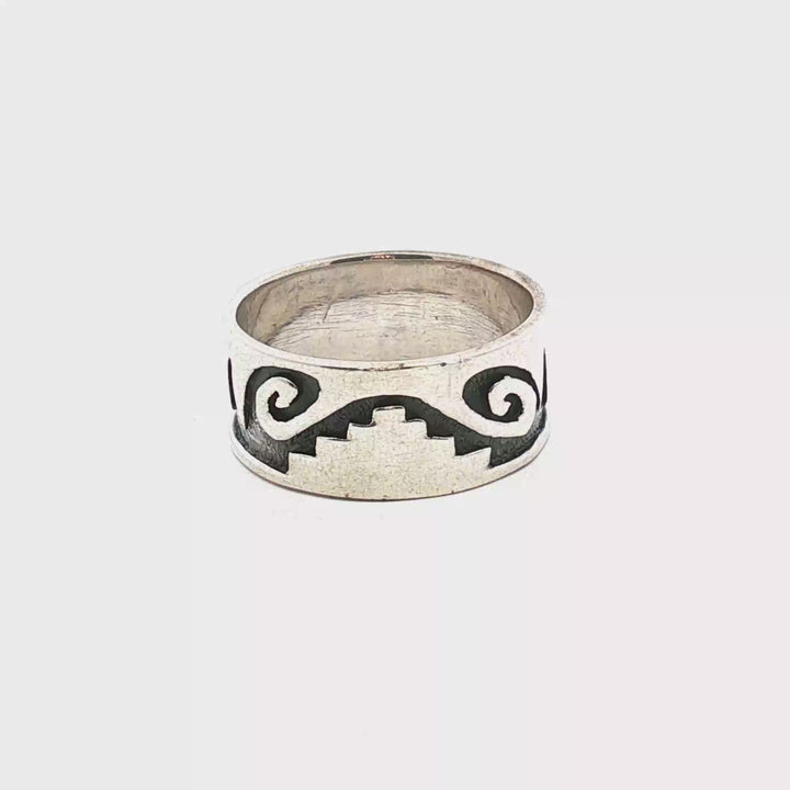 Curated Vintage Norwegian Sterling Silver Ring | Viking-Inspired Nordic Wave Design | Size 13 (69 mm)