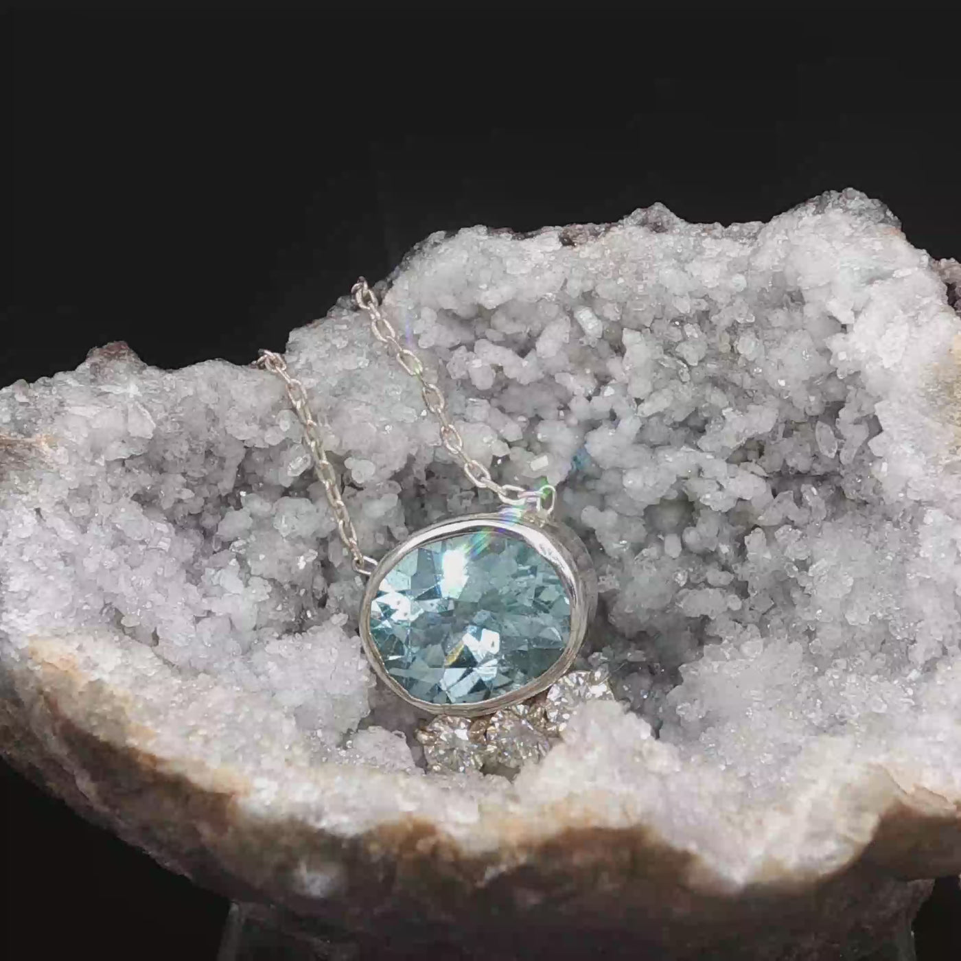 Sky Topaz & Moissanite Luxury Necklace — One-of-a-Kind Handcrafted Artistry