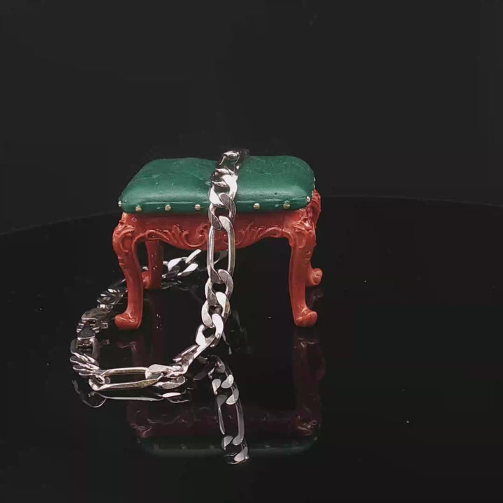 Sterling Silver Figaro Bracelet – Italian 925 Silver Chain Bracelet 5mm